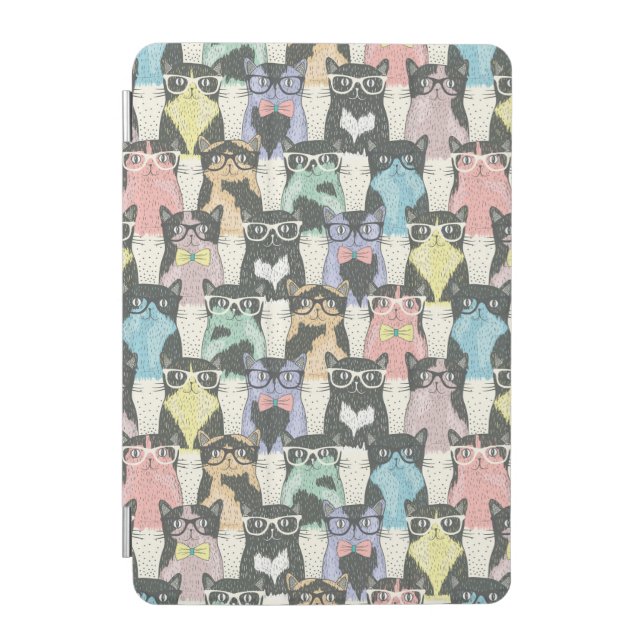 Hipster Cute Cats Pattern iPad Mini Cover (Front)