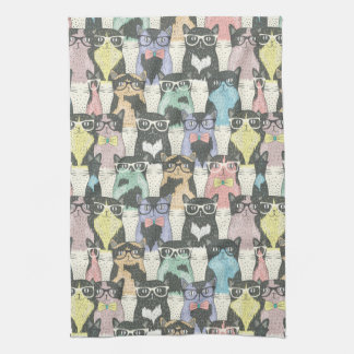 Hipster Cute Cats Pattern Kitchen Towel