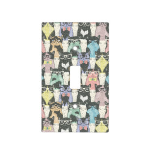 Hipster Cute Cats Pattern Light Switch Cover
