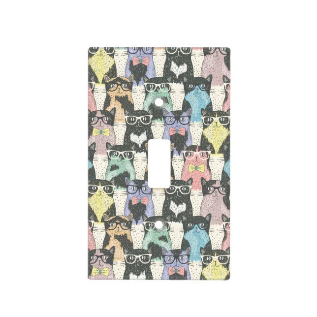 Hipster Cute Cats Pattern Light Switch Cover (Front)