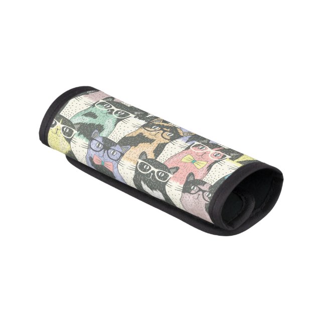 Hipster Cute Cats Pattern Luggage Handle Wrap (Angled)