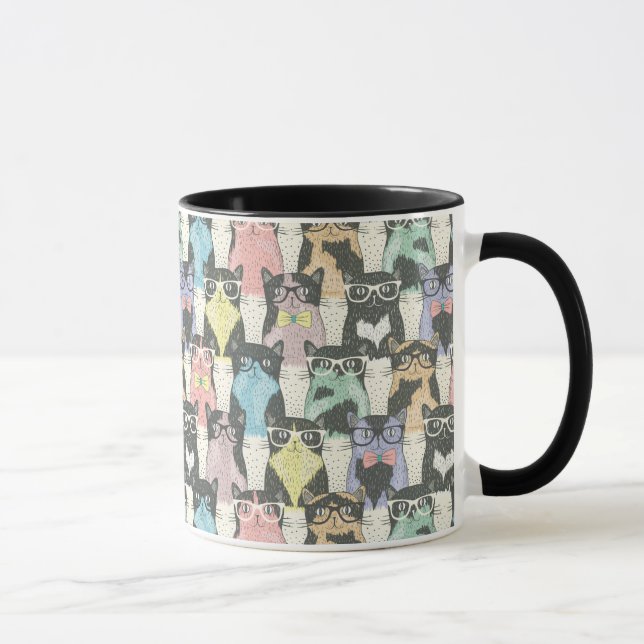 Hipster Cute Cats Pattern Mug (Right)