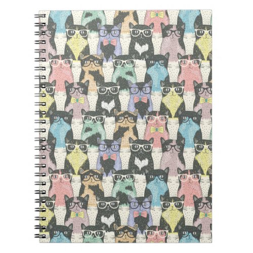 Hipster Cute Cats Pattern Notebook