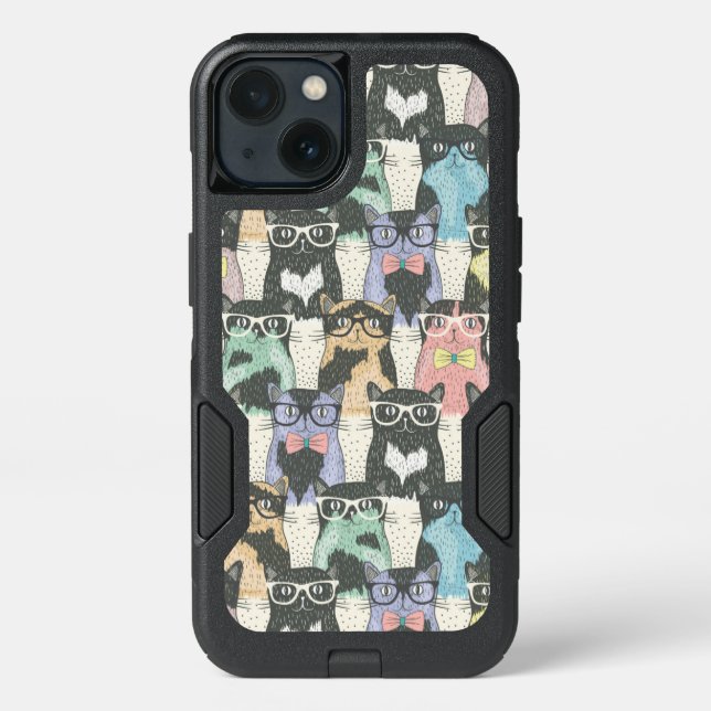Hipster Cute Cats Pattern Otterbox iPhone Case (Back)
