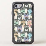 Hipster Cute Cats Pattern OtterBox Defender iPhone SE/8/7 Case