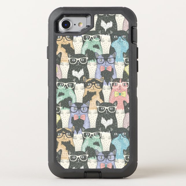 Hipster Cute Cats Pattern Otterbox iPhone Case (Back)