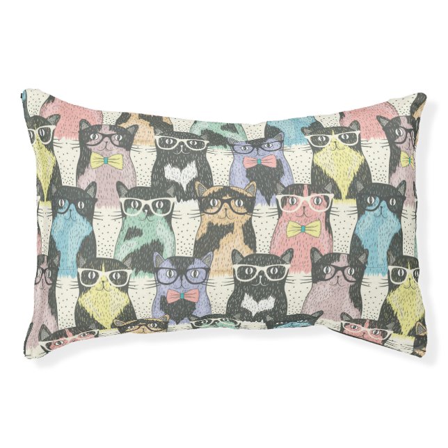 Hipster Cute Cats Pattern Pet Bed (Front)