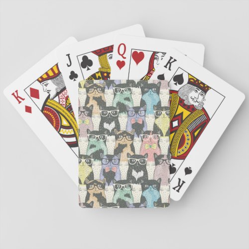 Hipster Cute Cats Pattern Playing Cards