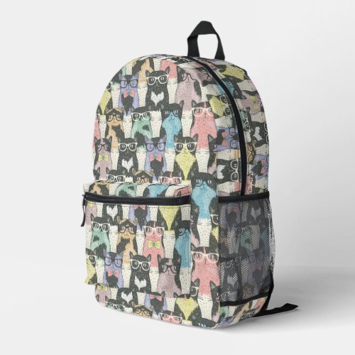 Hipster Cute Cats Pattern Printed Backpack