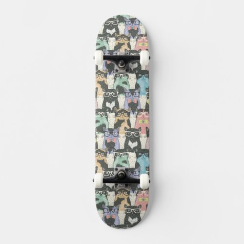 Hipster Cute Cats Pattern Skateboard