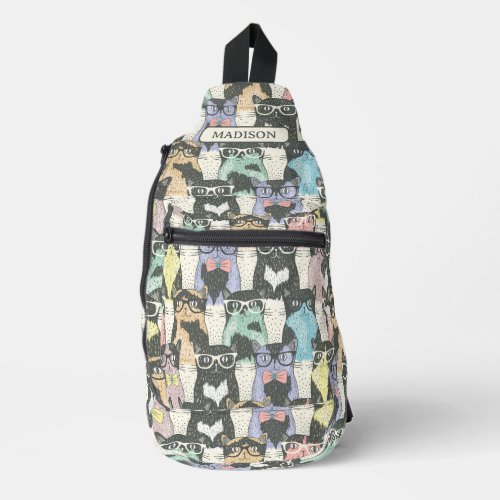 Hipster Cute Cats Pattern Sling Bag