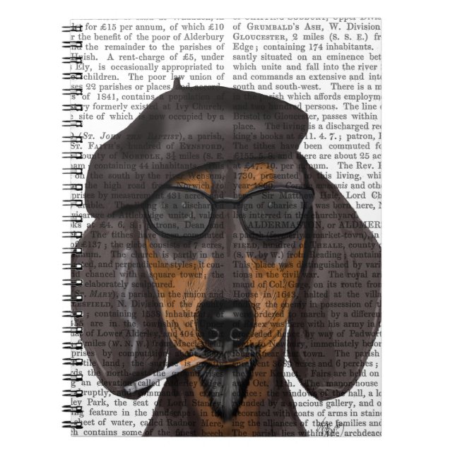 Hipster Dachshund Black and Tan Notebook (Front)
