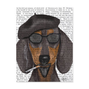 Hipster Dachshund Black and Tan Postcard