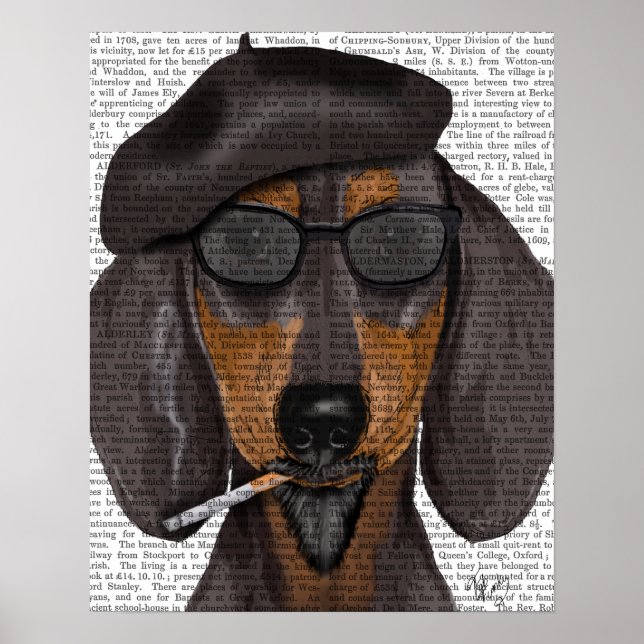 Hipster Dachshund Black and Tan Poster (Front)