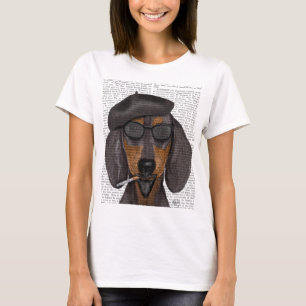 Hipster Dachshund Black and Tan T-Shirt