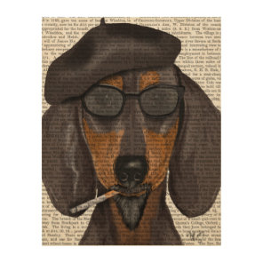 Hipster Dachshund Black and Tan Wood Wall Decor