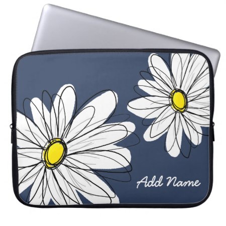 Hipster Daisy Drawing In Trendy Colors Laptop Sleeve