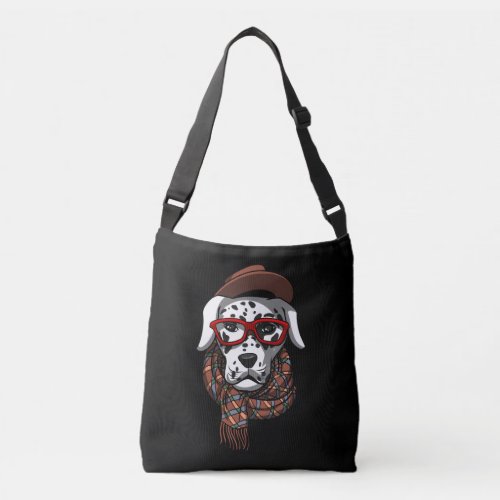 Hipster Dalmatian Dog Nerd Wearing Glasses Crossbody Bag