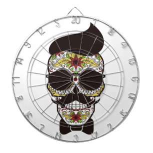 Hipster Day of the Dead Skull Dart Board