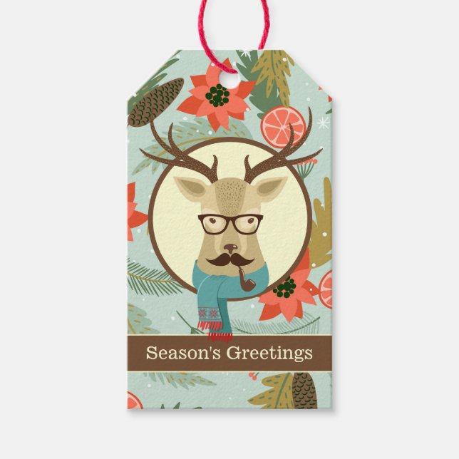 Hipster Deer Christmas Gift Tags (Front)