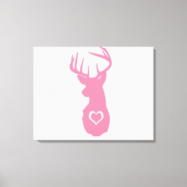 HIPSTER DEER HEAD WITH HEARTS CANVAS PRINT (Front)