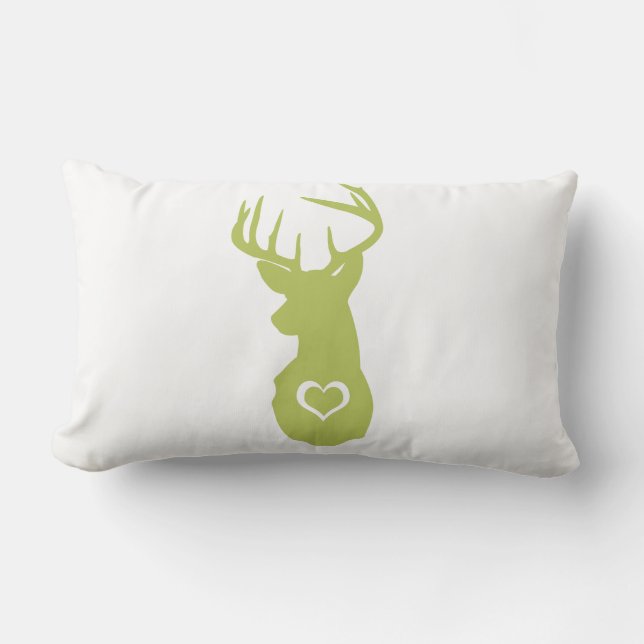 HIPSTER DEER HEAD WITH HEARTS LUMBAR PILLOW (Front)