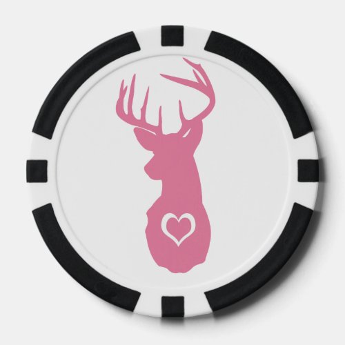 HIPSTER DEER HEAD WITH HEARTS POKER CHIPS