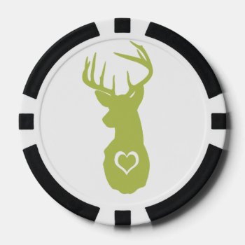 Hipster Deer Head With Hearts Poker Chips by antique_boutique at Zazzle