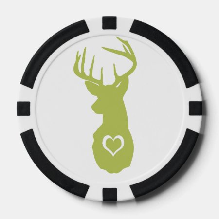 Hipster Deer Head With Hearts Poker Chips