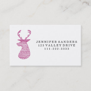 HIPSTER DEER TRIBAL PRINT - PINK BUSINESS CARD