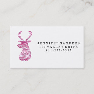 HIPSTER DEER TRIBAL PRINT - PINK BUSINESS CARD