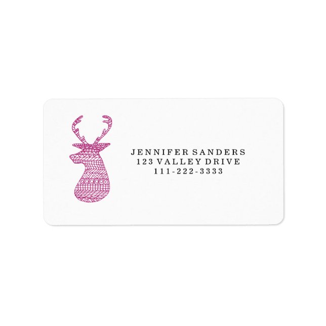HIPSTER DEER TRIBAL PRINT - PINK LABEL (Front)