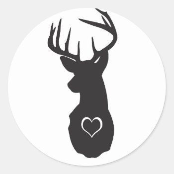 Hipster Deer With Hearts Classic Round Sticker by antique_boutique at Zazzle