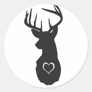 Hipster Deer with Hearts Classic Round Sticker