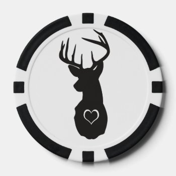Hipster Deer With Hearts Poker Chips by antique_boutique at Zazzle