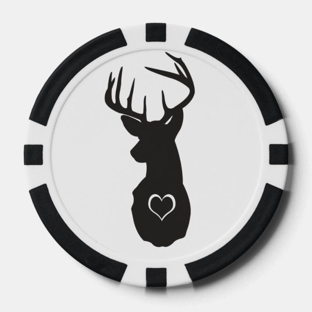 HIPSTER DEER WITH HEARTS POKER CHIPS (Front)