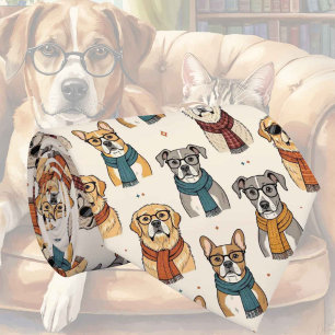 Hipster Dog in Eye Glasses Illustrations Neck Tie