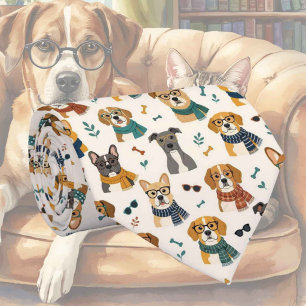 Hipster Dog in Eye Glasses Illustrations Neck Tie