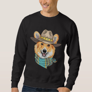 Hipster Dog Pembroke Welsh Corgi Breed In Hat And Sweatshirt