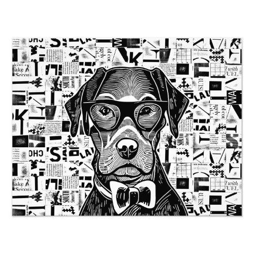 Hipster Dog Photo Enlargement Wall Art