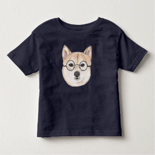 Hipster Dog, Shiba Inu with Oversize Glasses Toddler T-shirt