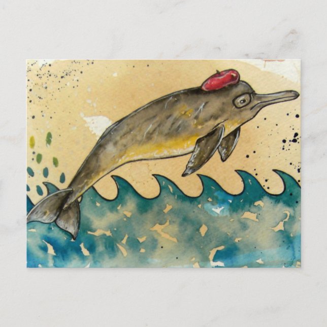 Hipster Dolphin Postcard (Front)
