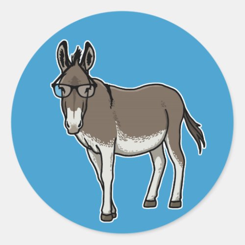 Hipster Donkey Classic Round Sticker