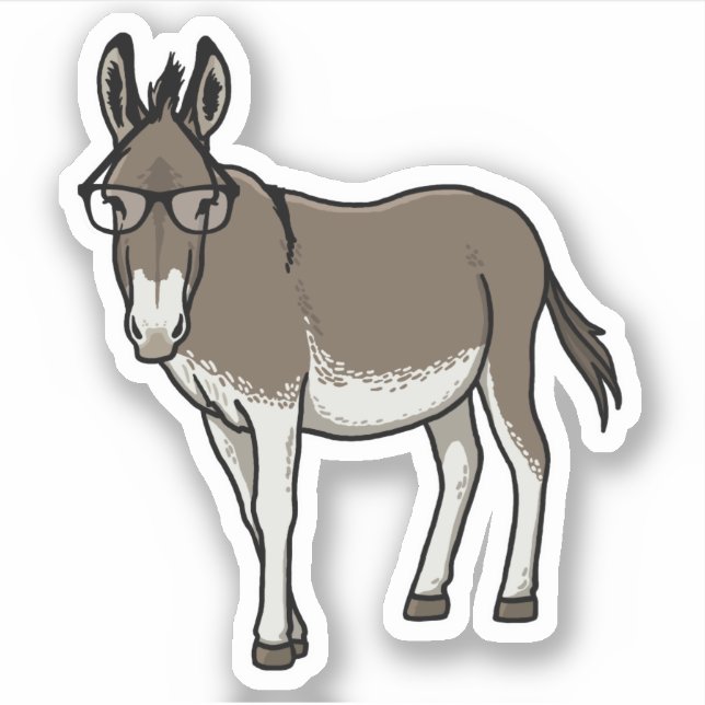 Hipster Donkey Sticker (Front)