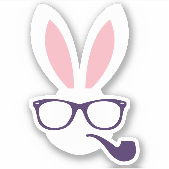 Hipster Easter Bunny Sticker (Front)