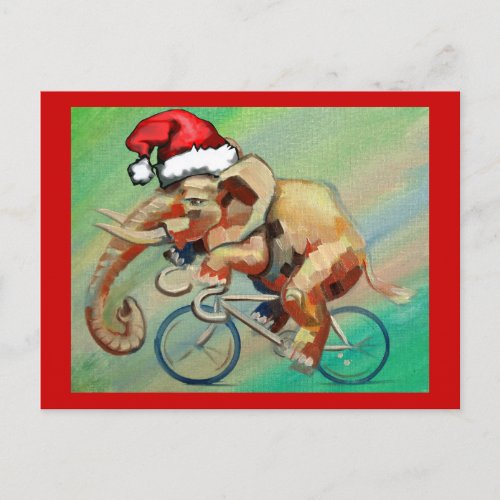 Hipster Elephant For X_Mas Holiday Postcard