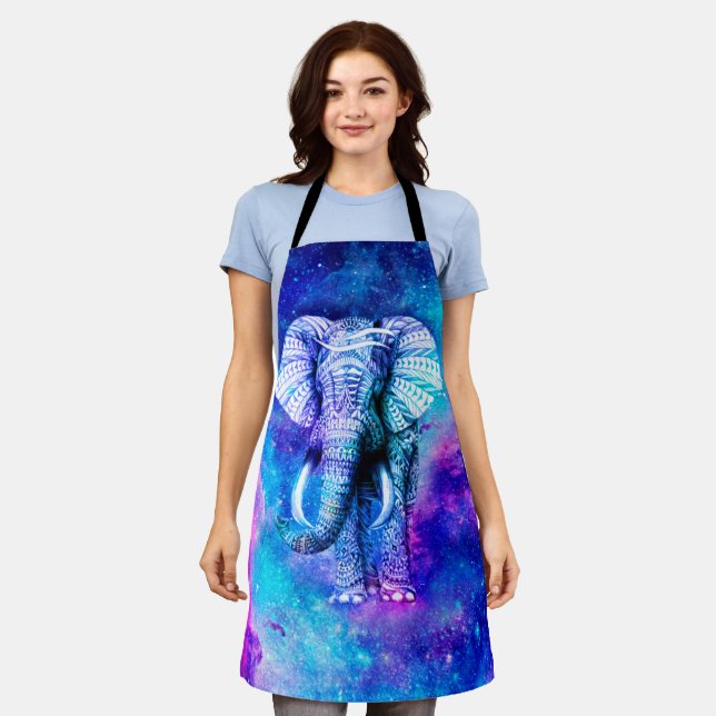 Hipster Elephant Nebula Space Apron (Worn)