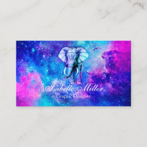 Hipster Elephant Nebula Space                     Business Card
