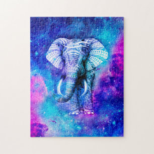 Hipster Elephant Nebula Space Jigsaw Puzzle