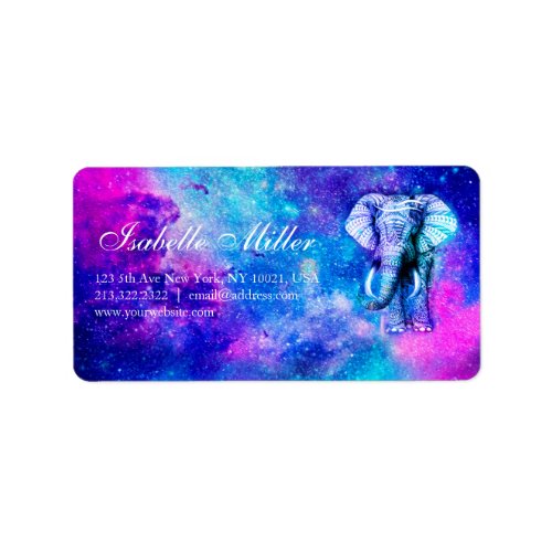 Hipster Elephant Nebula Space                     Label